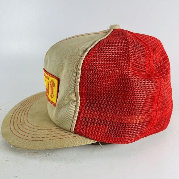 Garst Seed Corn Patch SnapBack Hat K-Products Farm Cap USA Tan Orange VTG Mesh - Picture 5 of 12